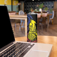 New Caledonia Kanaky Skinny Tumbler Stylized Fleche Faitiere With Kagu Bird