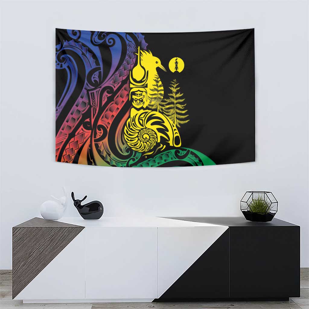 New Caledonia Kanaky Tapestry Stylized Fleche Faitiere With Kagu Bird