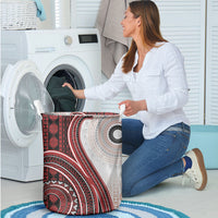 Bula Fiji Vintage Tapa Laundry Basket Kaivity Masi Wave Motifs - Red