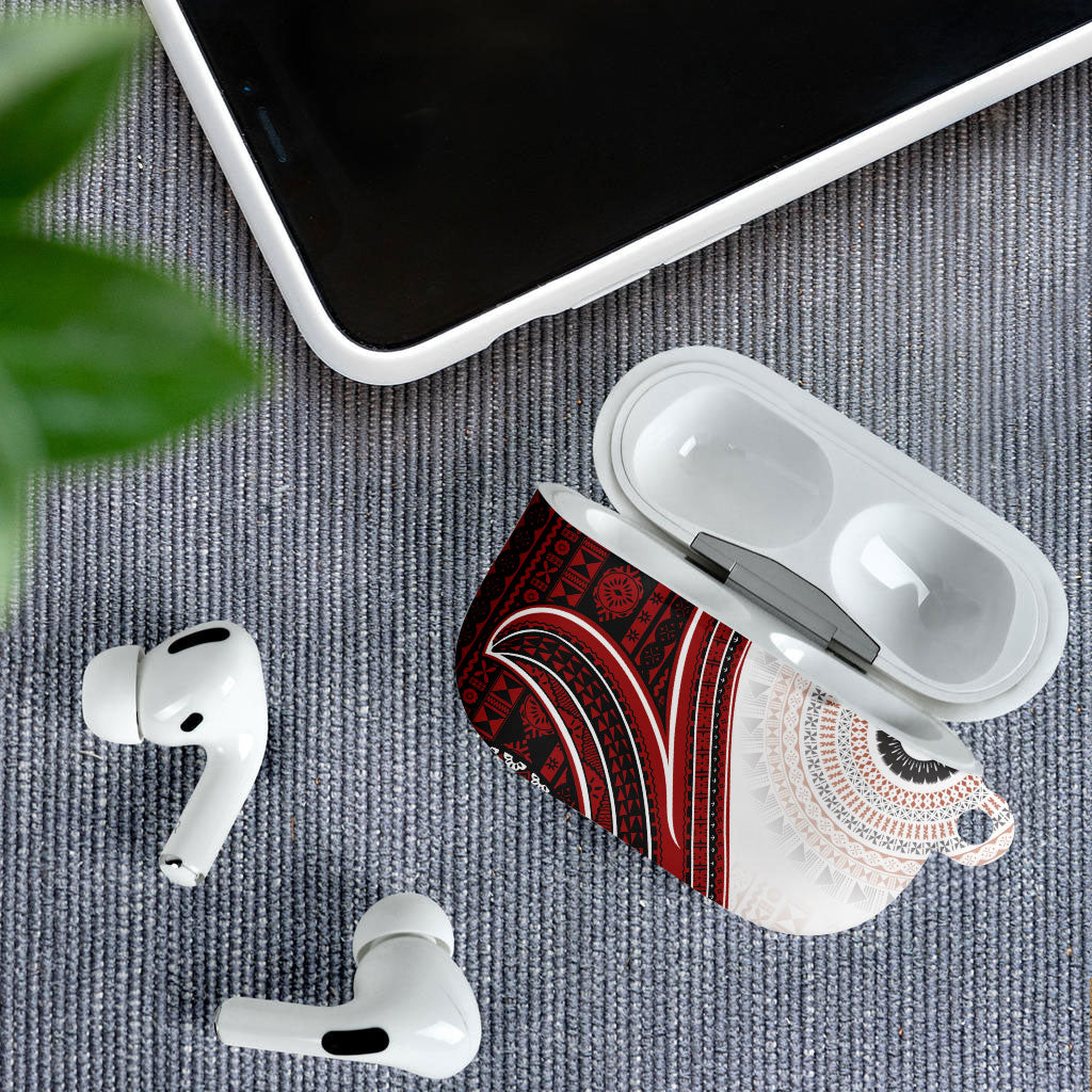 Bula Fiji Vintage Tapa AirPods Case Kaivity Masi Wave Motifs - Red