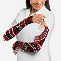 Bula Fiji Vintage Tapa Arm Sleeves Kaivity Masi Wave Motifs - Red
