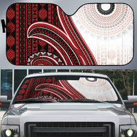 Bula Fiji Vintage Tapa Auto Sun Shade Kaivity Masi Wave Motifs - Red
