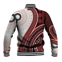 Bula Fiji Vintage Tapa Baseball Jacket Kaivity Masi Wave Motifs - Red