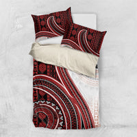 Bula Fiji Vintage Tapa Bedding Set Kaivity Masi Wave Motifs - Red