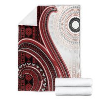 Bula Fiji Vintage Tapa Blanket Kaivity Masi Wave Motifs - Red