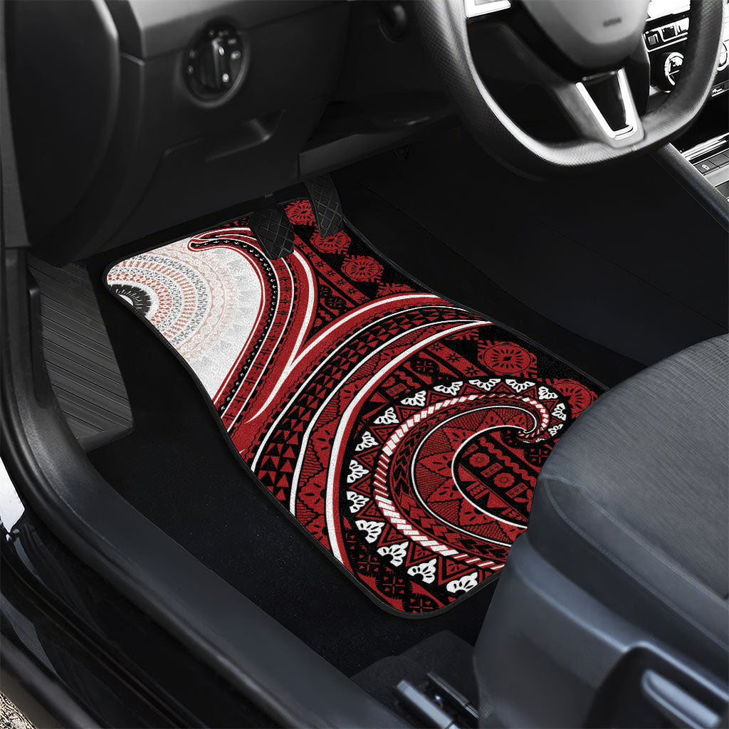 Bula Fiji Vintage Tapa Car Mats Kaivity Masi Wave Motifs - Red
