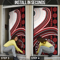 Bula Fiji Vintage Tapa Door Cover Kaivity Masi Wave Motifs - Red