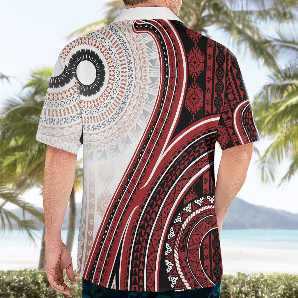 Bula Fiji Vintage Tapa Hawaiian Shirt Kaivity Masi Wave Motifs - Red