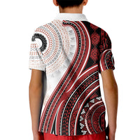 Bula Fiji Vintage Tapa Kid Polo Shirt Kaivity Masi Wave Motifs - Red