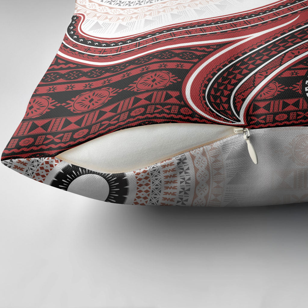 Bula Fiji Vintage Tapa Pillow Cover Kaivity Masi Wave Motifs - Red