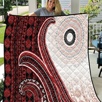 Bula Fiji Vintage Tapa Quilt Kaivity Masi Wave Motifs - Red