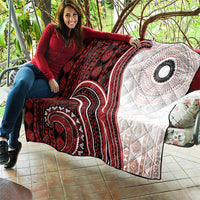 Bula Fiji Vintage Tapa Quilt Kaivity Masi Wave Motifs - Red