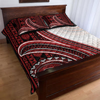 Bula Fiji Vintage Tapa Quilt Bed Set Kaivity Masi Wave Motifs - Red