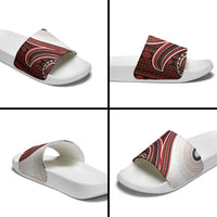 Bula Fiji Vintage Tapa Slide Sandals Kaivity Masi Wave Motifs - Red