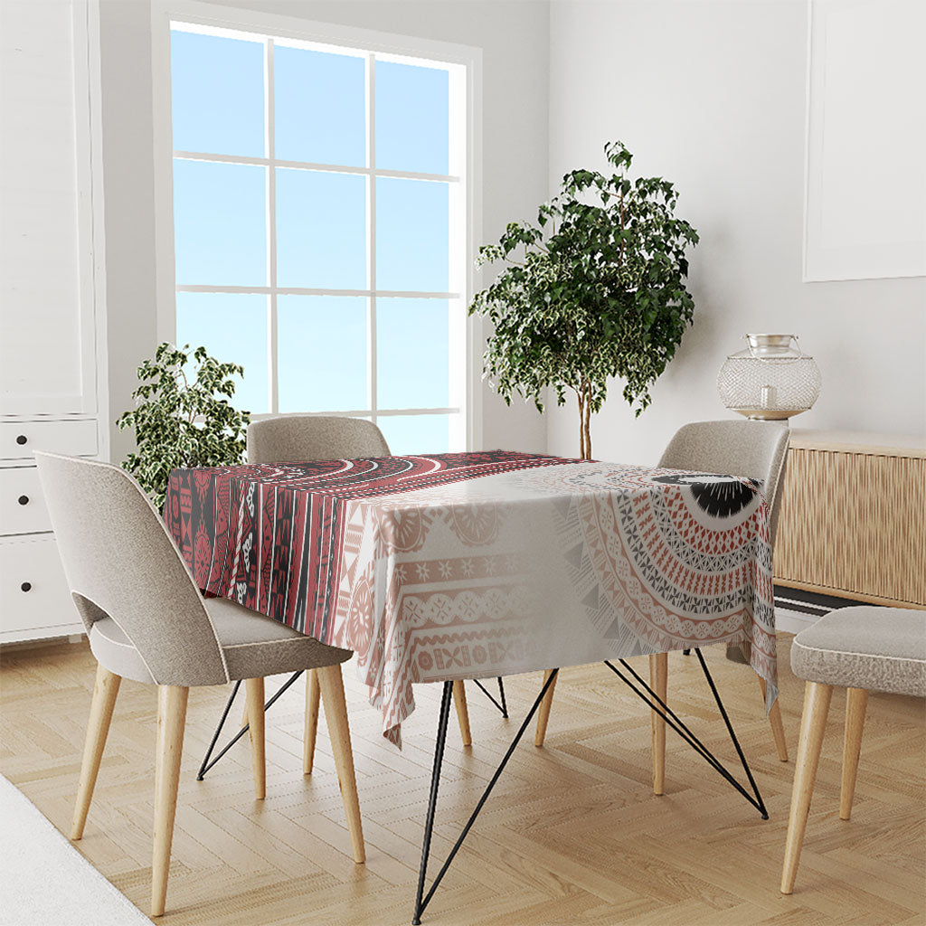 Bula Fiji Vintage Tapa Tablecloth Kaivity Masi Wave Motifs - Red
