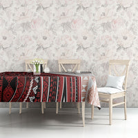 Bula Fiji Vintage Tapa Tablecloth Kaivity Masi Wave Motifs - Red