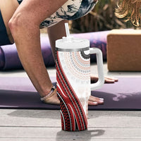 Bula Fiji Vintage Tapa Tumbler With Handle Kaivity Masi Wave Motifs - Red