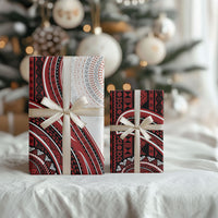 Bula Fiji Vintage Tapa Wrapping Paper Kaivity Masi Wave Motifs - Red