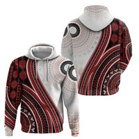 Bula Fiji Vintage Tapa Zip Hoodie Kaivity Masi Wave Motifs - Red