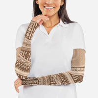 Bula Fiji Vintage Tapa Arm Sleeves Kaivity Masi Wave Motifs - Mocha