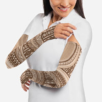 Bula Fiji Vintage Tapa Arm Sleeves Kaivity Masi Wave Motifs - Mocha