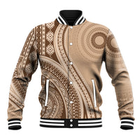 Bula Fiji Vintage Tapa Baseball Jacket Kaivity Masi Wave Motifs - Mocha