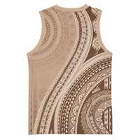 Bula Fiji Vintage Tapa Basketball Jersey Kaivity Masi Wave Motifs - Mocha