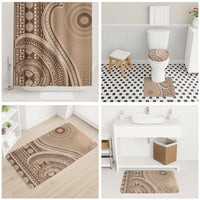 Bula Fiji Vintage Tapa Bathroom Set Kaivity Masi Wave Motifs - Mocha