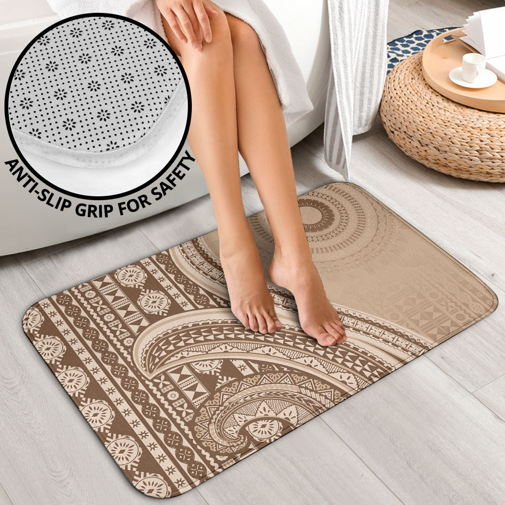 Bula Fiji Vintage Tapa Bathroom Set Kaivity Masi Wave Motifs - Mocha