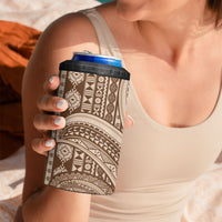 Bula Fiji Vintage Tapa 4 in 1 Can Cooler Tumbler Kaivity Masi Wave Motifs - Mocha