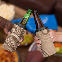 Bula Fiji Vintage Tapa 4 in 1 Can Cooler Tumbler Kaivity Masi Wave Motifs - Mocha