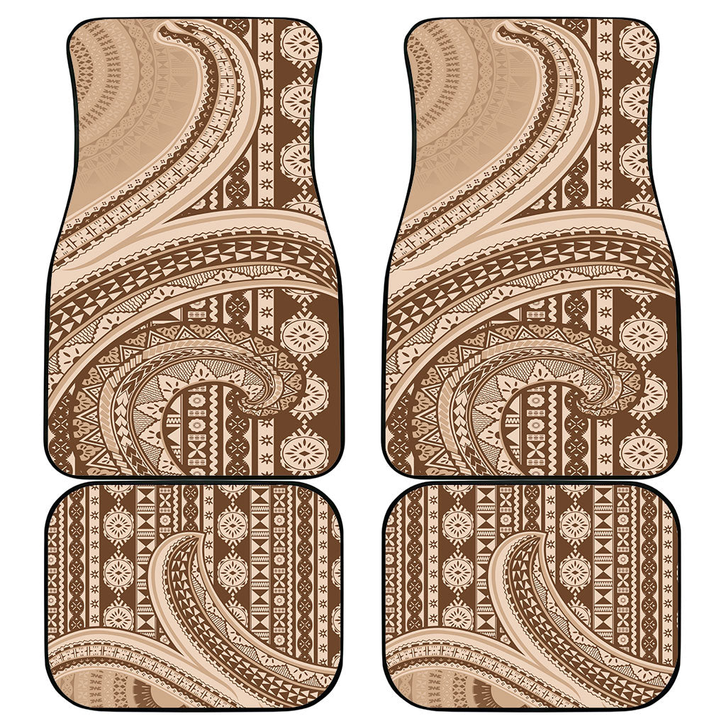 Bula Fiji Vintage Tapa Car Mats Kaivity Masi Wave Motifs - Mocha