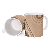 Bula Fiji Vintage Tapa Ceramic Mug Kaivity Masi Wave Motifs - Mocha