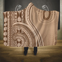 Bula Fiji Vintage Tapa Hooded Blanket Kaivity Masi Wave Motifs - Mocha