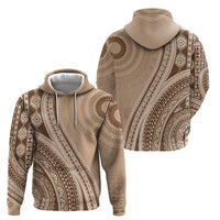 Bula Fiji Vintage Tapa Hoodie Kaivity Masi Wave Motifs - Mocha