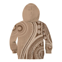 Bula Fiji Vintage Tapa Kid Hoodie Kaivity Masi Wave Motifs - Mocha