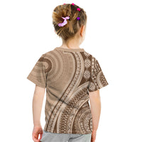 Bula Fiji Vintage Tapa Kid T Shirt Kaivity Masi Wave Motifs - Mocha