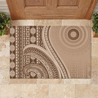 Bula Fiji Vintage Tapa Rubber Doormat Kaivity Masi Wave Motifs - Mocha