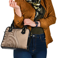 Bula Fiji Vintage Tapa Shoulder Handbag Kaivity Masi Wave Motifs - Mocha