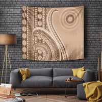 Bula Fiji Vintage Tapa Tapestry Kaivity Masi Wave Motifs - Mocha