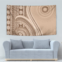 Bula Fiji Vintage Tapa Tapestry Kaivity Masi Wave Motifs - Mocha