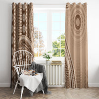 Bula Fiji Vintage Tapa Window Curtain Kaivity Masi Wave Motifs - Mocha