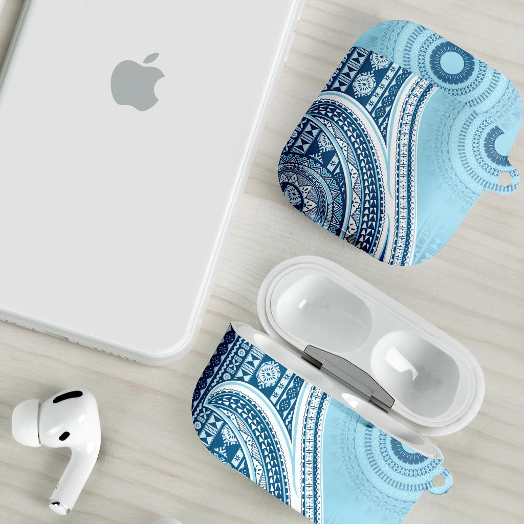Bula Fiji Vintage Tapa AirPods Case Kaivity Masi Wave Motifs - Turquoise