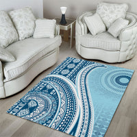 Bula Fiji Vintage Tapa Area Rug Kaivity Masi Wave Motifs - Turquoise