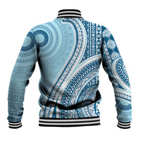 Bula Fiji Vintage Tapa Baseball Jacket Kaivity Masi Wave Motifs - Turquoise
