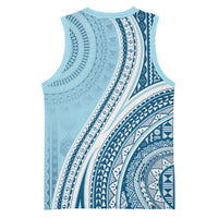 Bula Fiji Vintage Tapa Basketball Jersey Kaivity Masi Wave Motifs - Turquoise