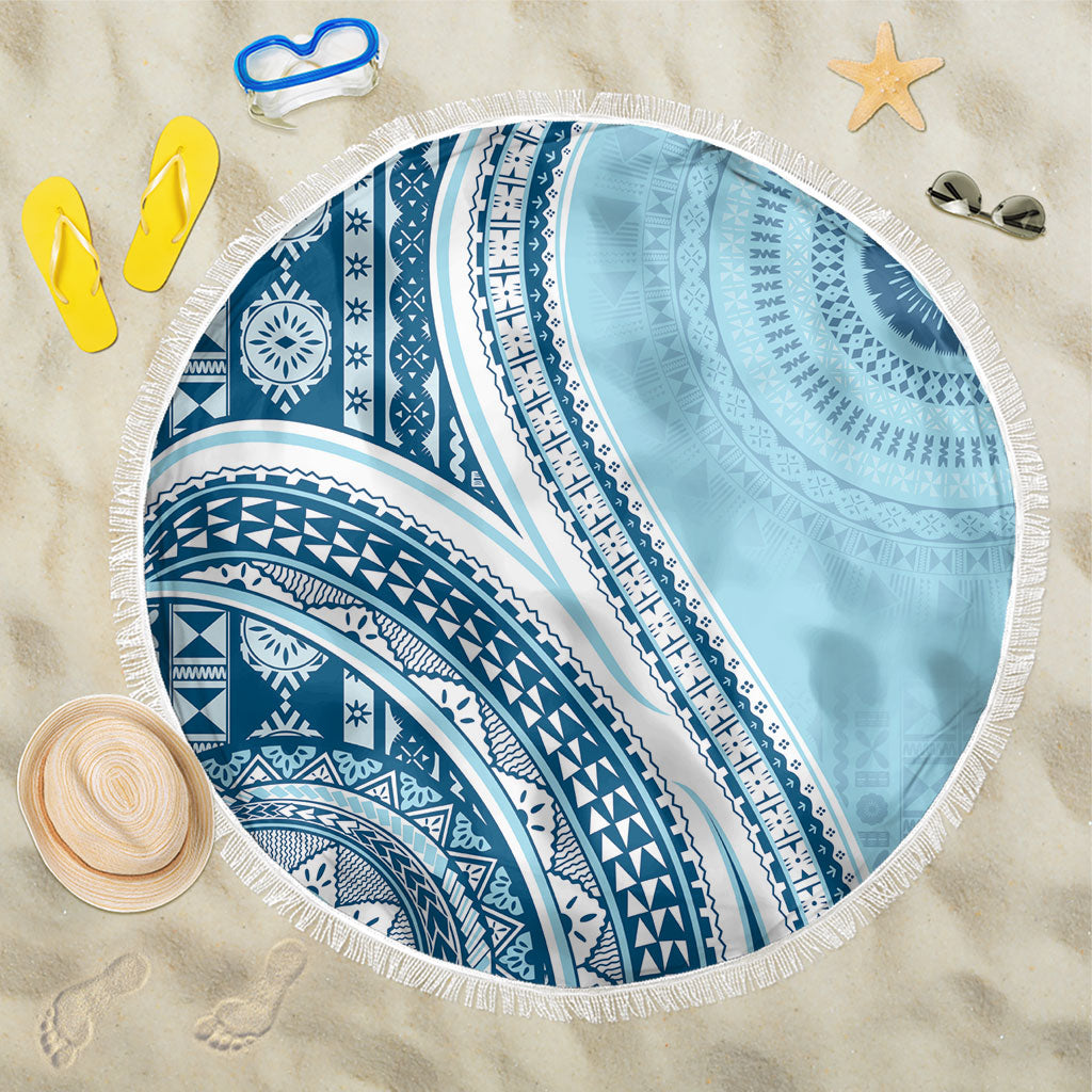 Bula Fiji Vintage Tapa Beach Blanket Kaivity Masi Wave Motifs - Turquoise