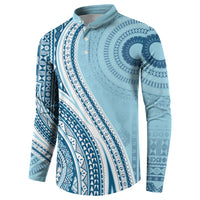 Bula Fiji Vintage Tapa Button Sweatshirt Kaivity Masi Wave Motifs - Turquoise