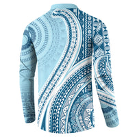 Bula Fiji Vintage Tapa Button Sweatshirt Kaivity Masi Wave Motifs - Turquoise
