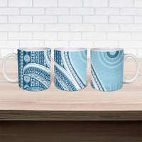 Bula Fiji Vintage Tapa Ceramic Mug Kaivity Masi Wave Motifs - Turquoise